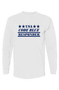 USA-Made LS T-Shirt White USA Code Blue Responder